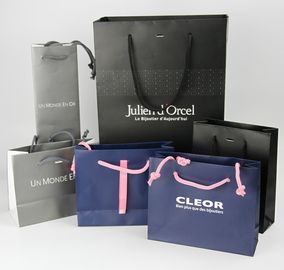 Bolsa de papel plegable recubierta a medida para regalo de lujo Bolsa de compras de papel con mango de cuerda de tira