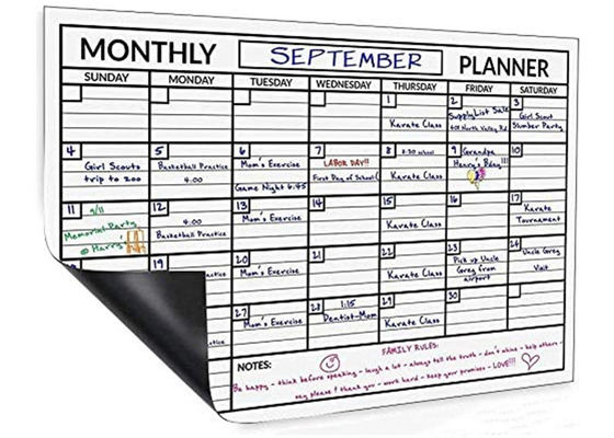 Imán de nevera de papel, planificador mensual magnético de 12 por 16 pulgadas, calendario personalizable de borrado en seco con cuatro rotuladores magnéticos brillantes para facilitar