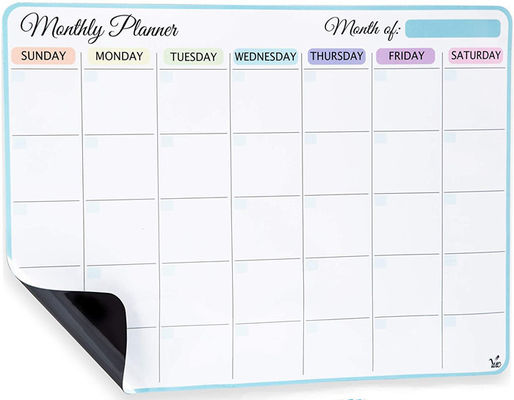 Imán de nevera de papel, planificador mensual magnético de 12 por 16 pulgadas, calendario personalizable de borrado en seco con cuatro rotuladores magnéticos brillantes para facilitar
