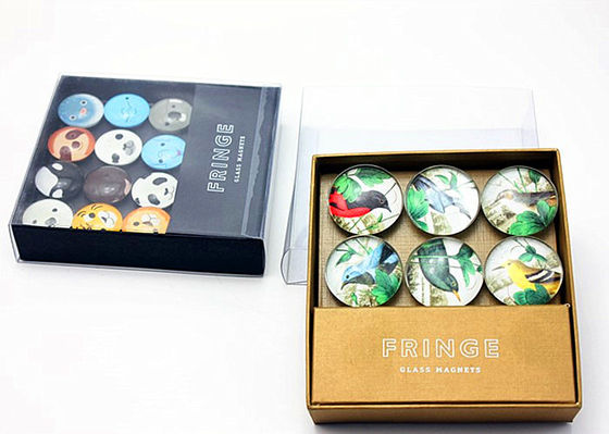 Imán de nevera de cúpula de cristal de foto personalizada de 25 mm, 40 mm, 50 mm con embalaje de caja de regalo