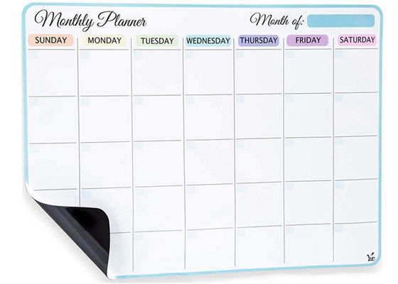 Calendario de refrigerador magnético Planificador semanal de borrado seco magnético Planificador mensual con superficie resistente a las manchas para escribir y borrar fácilmente